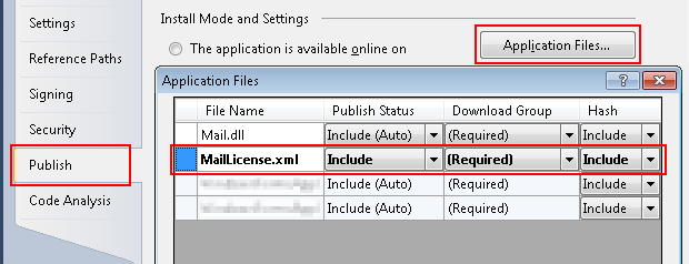 ClickOnce license file deployment